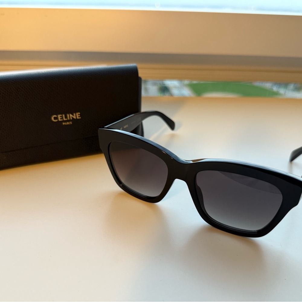 Celine Black Sunglasses with Gold Logo - Picture 3 of 3